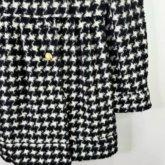 Juicy Couture Wool Mohair Alpaca Black & White Houndstooth Peacoat Size 12 - Picture 4 of 16